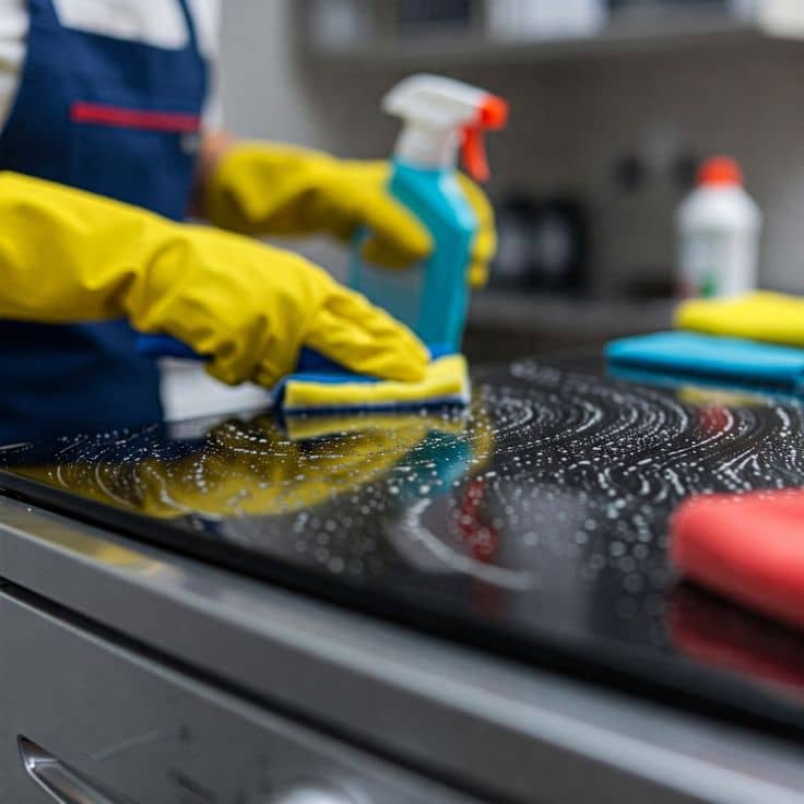 Cleaning a stove top